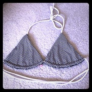 Reversible gingham/black triangle bikini